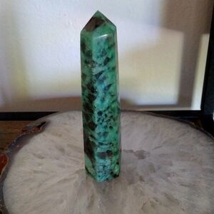 Beautiful Amazonite crystal tower beautiful coloring teal and grey